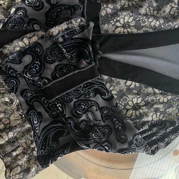 Silk Aris A Velvet & Lace jacket, bell sleeves, peplum style waist, 1XL - Picture 7 of 16